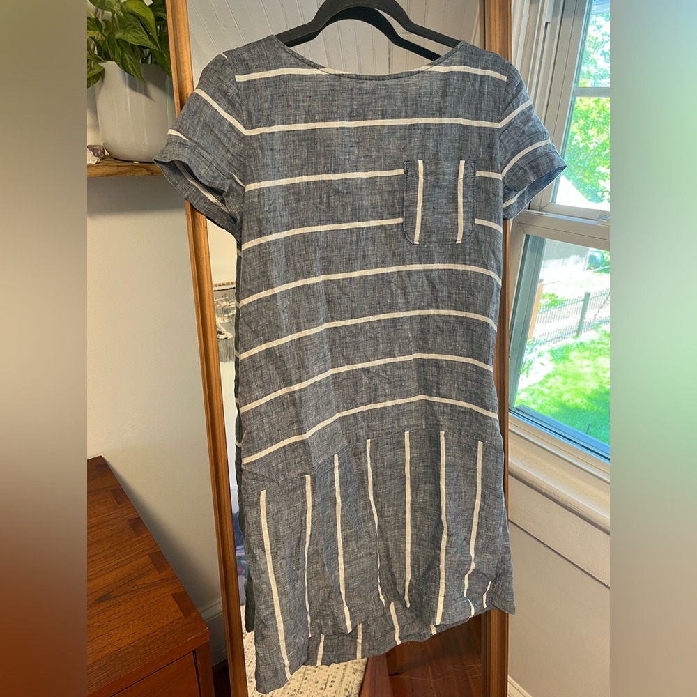 Lou & Grey Navy and White Striped Short-Sleeve Dress